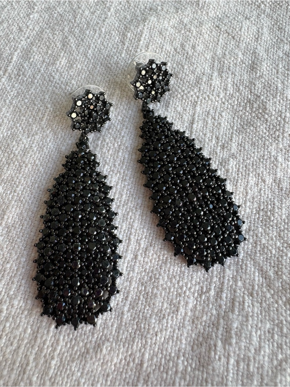 Black Beaded Teardrop Dangle Earrings - Women Jewelry Whimsigoth Witchy